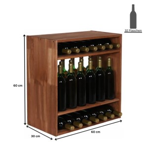 Weinregal Vincellar Mod aus Kiefernholz, geölt, für 32 Flaschen. Modulares Regalsystem in Braun.