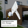 Weißer LUXULA LED Strahler 20W mit Bewegungsmelder für den Außenbereich, Slim Design.