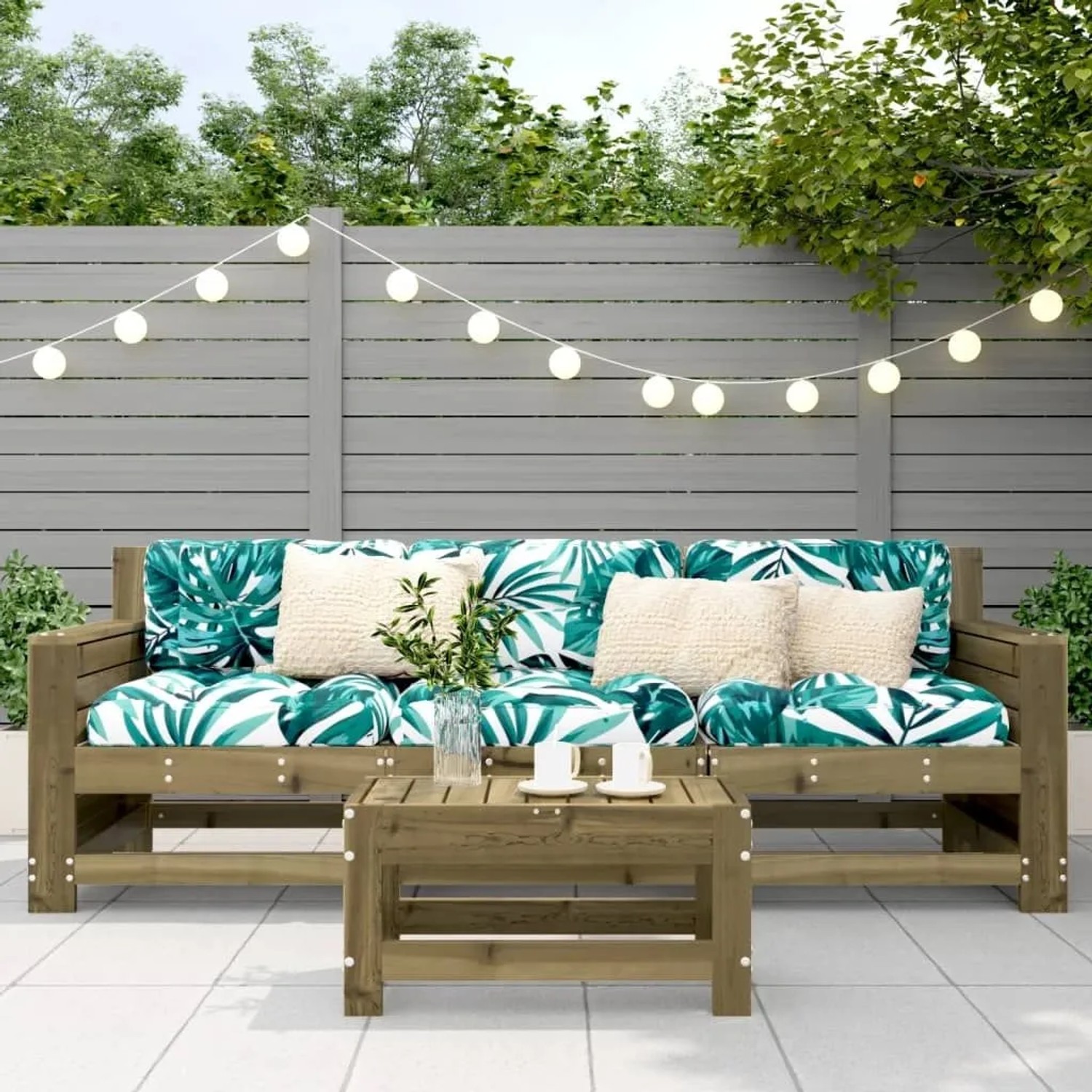 vidaXL Gartenhocker aus imprägniertem Kiefernholz, ideal als Fußhocker oder Beistelltisch.