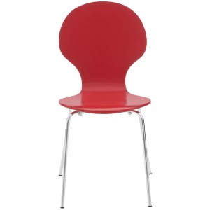 DELUKE 4er Set Besucherstuhl ATHENS Holz Rot 43x45x86cm Konferenzstuhl Wartezimmerstuhl Bürostuhl