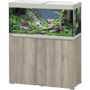 Eheim Aquarium-Kombination VivalineLED 180 Eiche-Grau mit Unterschrank, bepflanzt.