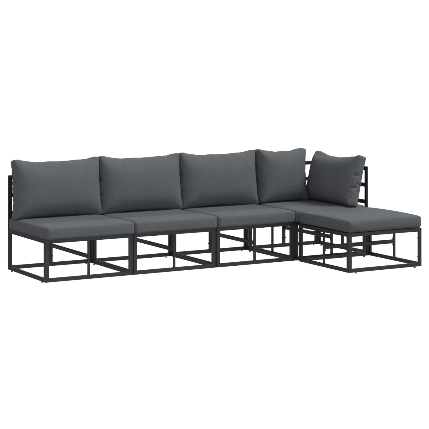 vidaXL Garten-Sofa-Set mit Kissen 5-Tlg Schwarz Aluminium 3378858 günstig online kaufen