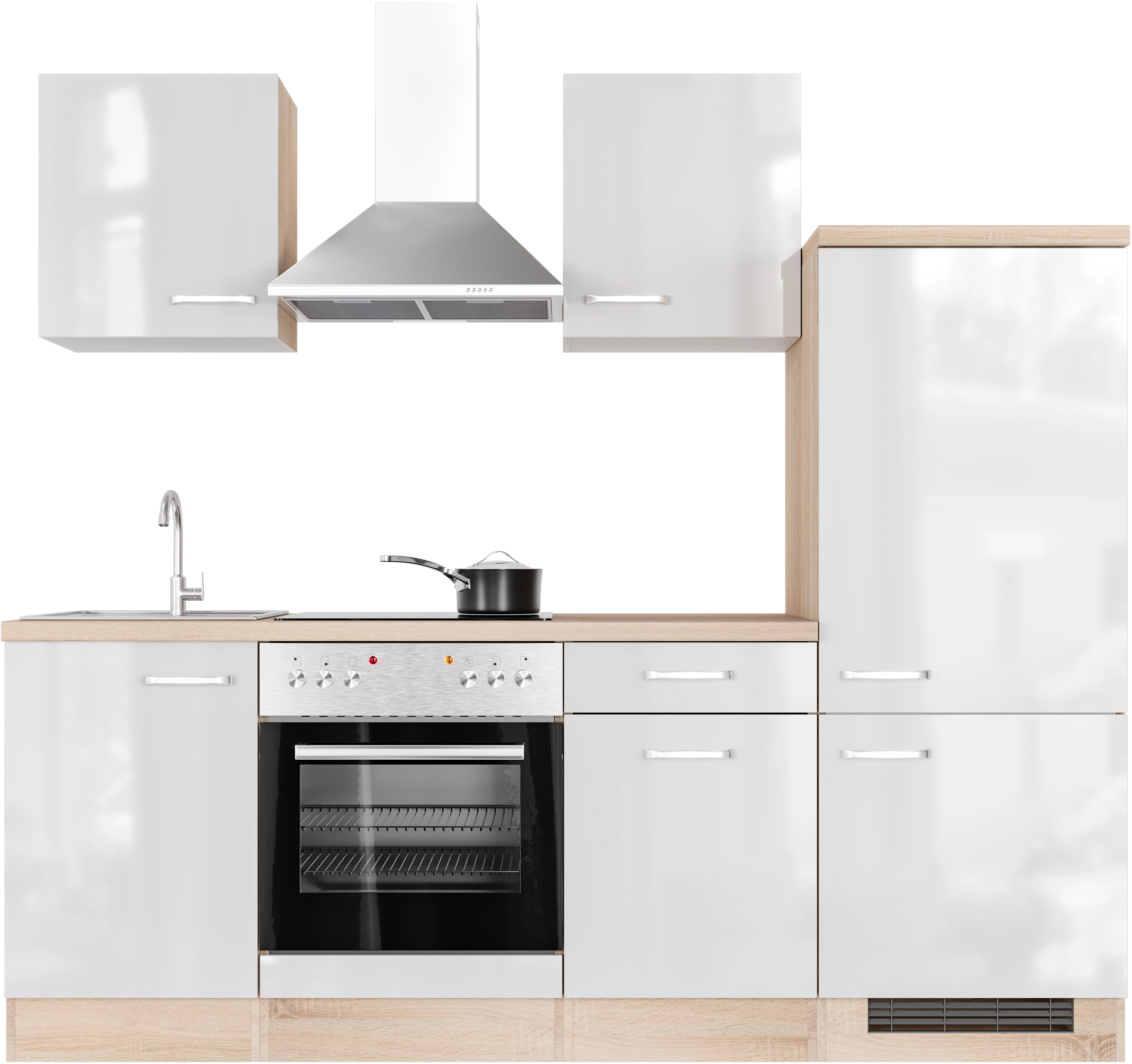Flex-Well Exclusiv Küchenzeile Valero Weiß Sonoma bei cm - kaufen 220 Hochglanz OBI Eiche