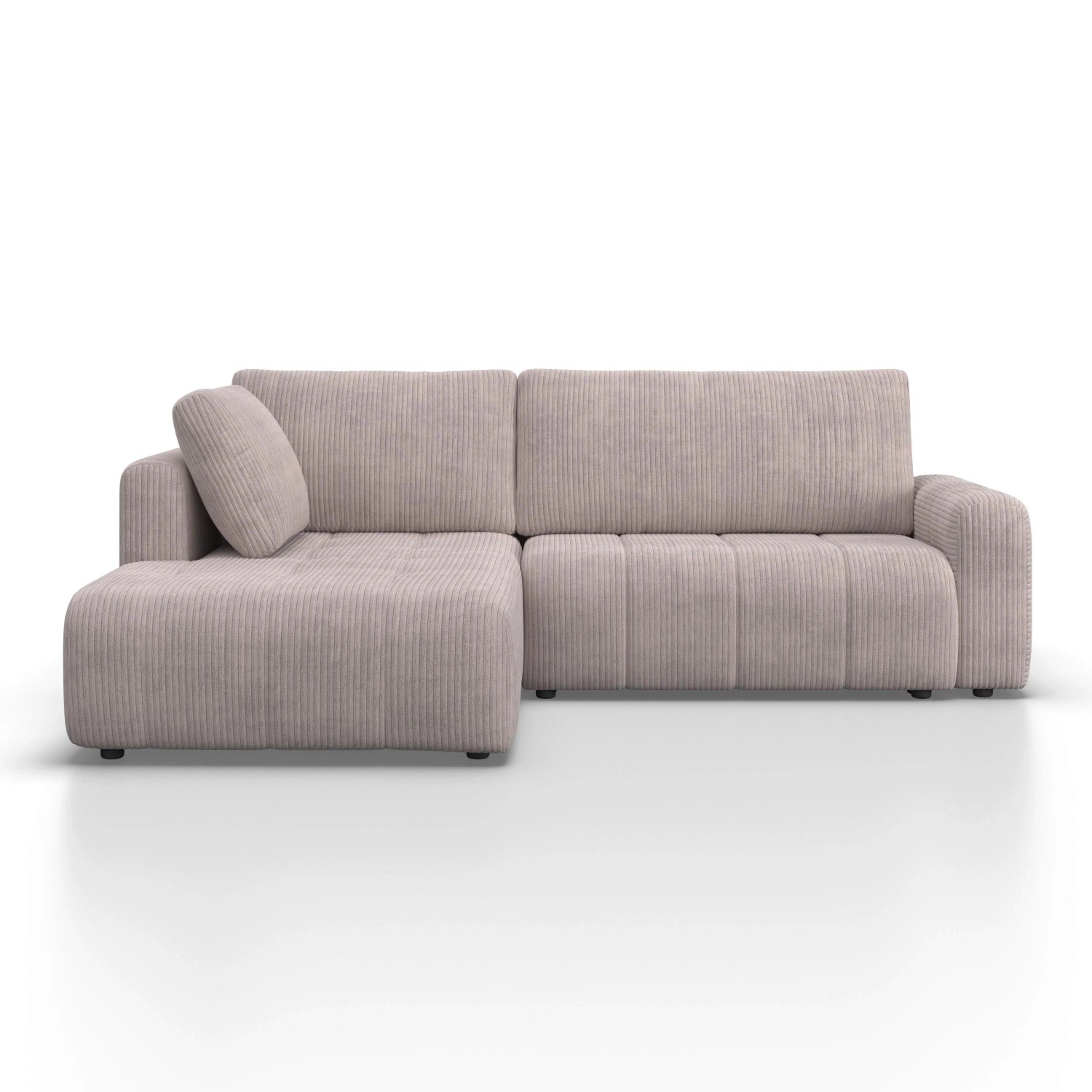 Bessagi Home Wohnlandschaft Gia Hellgrau Cord mit Schlaffunktion