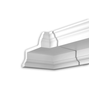 Weißes PROFHOME Eckelement/Innenwinkel für Fassadenstuck, 45,5x45,5x25cm.