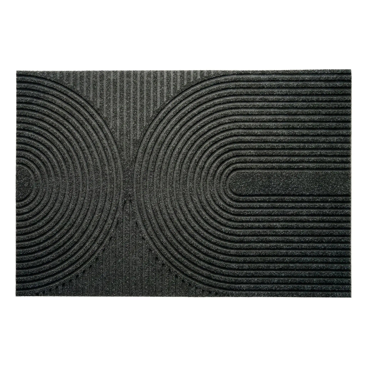 Floordirekt Schmutzfangmatte CIRCA Waschbar Rutschfest TPE-Rücken Anthrazit Wellen 70 x 120 cm