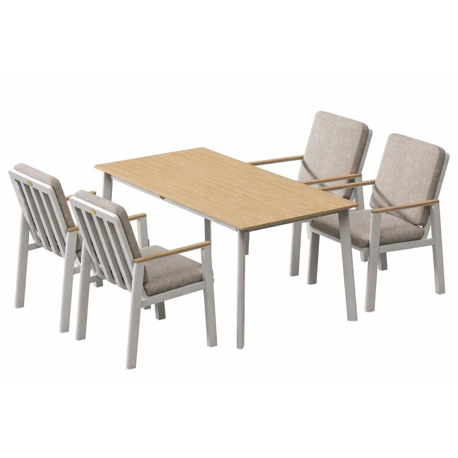 RICHLY Gartenlounge-Set Aluminium Garten Essgruppe für 4 Personen Beige