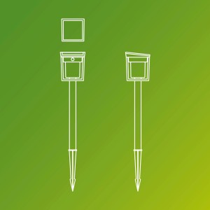 Skizze: Philips Blaise Solar Sockelleuchte in Anthrazit, Solar-Wegeleuchte mit Erdspieß.