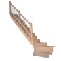 Gewendelte Treppe Lindos Eiche mit Setzstufen, Holz-Design-Geländer links, 80 cm breit.