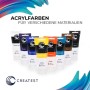 CREATEST Acrylfarben-Set mit 16 Farben, Pinsel und Mischpalette. Wasserfeste Farben für Leinwandmalerei.