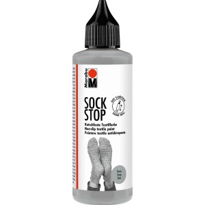 Marabu Sock Stop Anti-Rutsch Farbe, 90ml, Grau. Textilfarbe für sicheren Halt auf glatten Flächen.