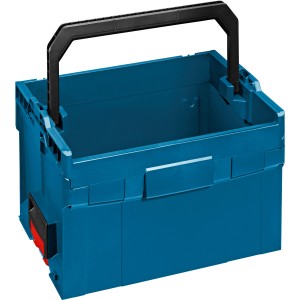 Blaue Bosch Professional LT-Boxx 272 Werkzeugbox des MobilitySystem mit schwarzem Tragegriff.