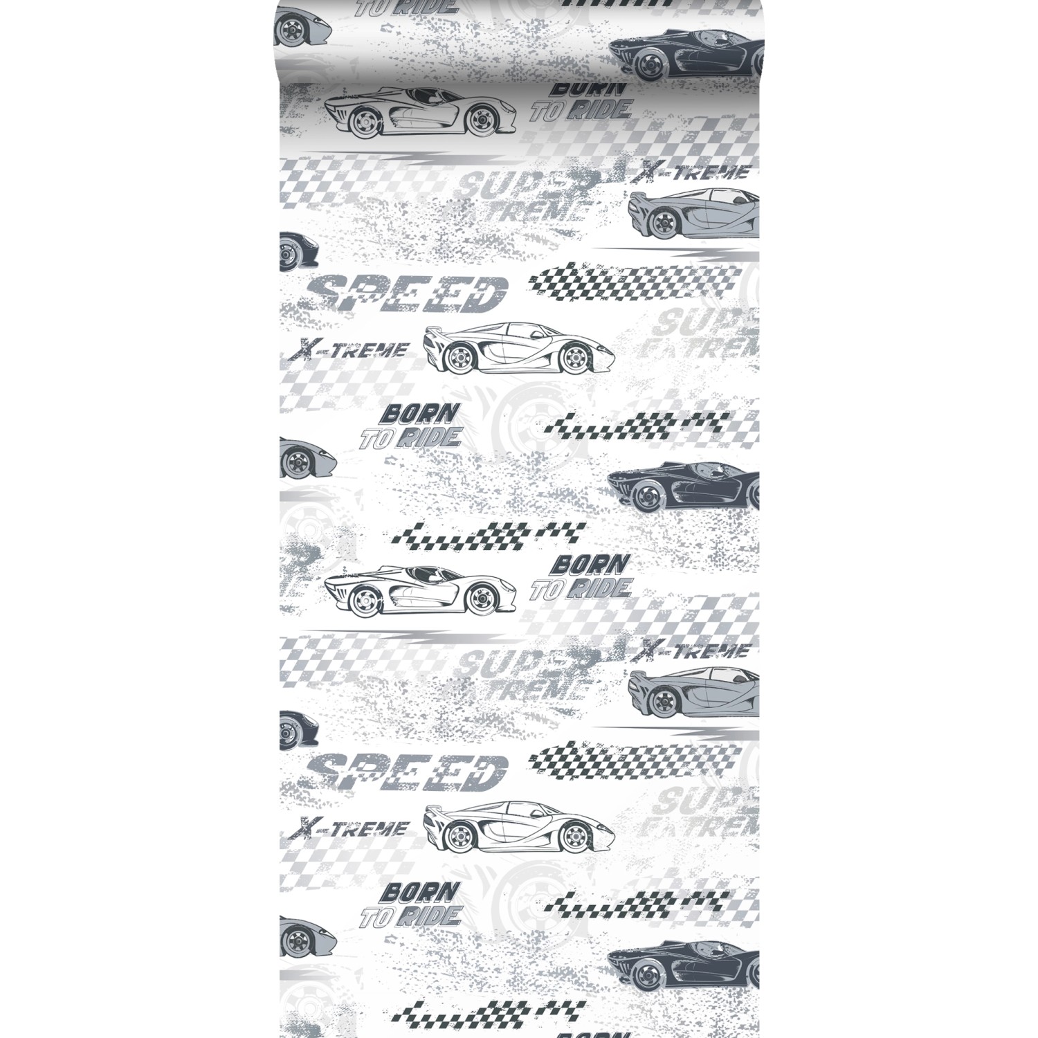 Sanders & Sanders Tapete Rennwagen Schwarz Weiß 50 X 900 Cm 935360 günstig online kaufen
