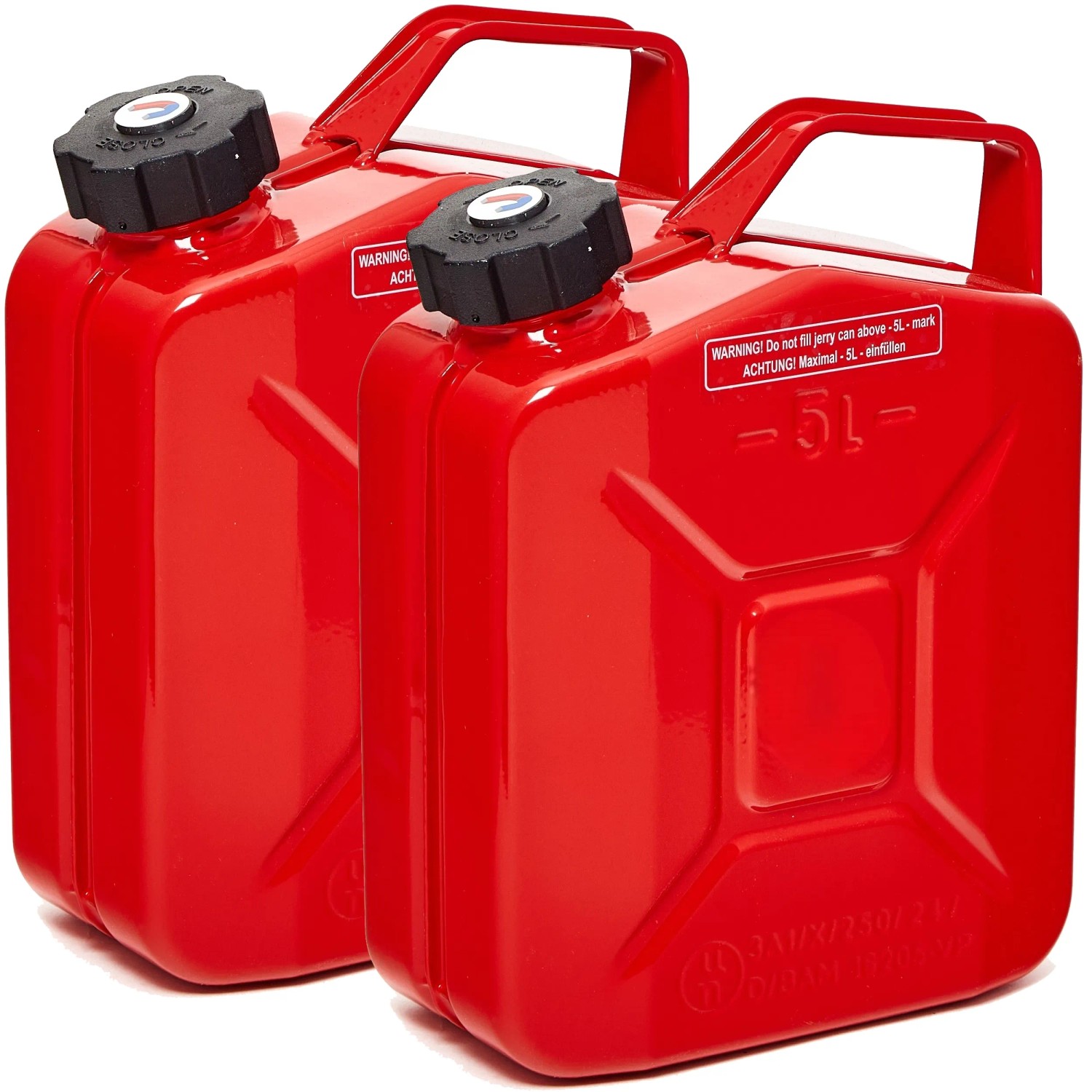 BW Kraftstoffkanister Metall Benzinkanister 2x 5 Liter mit Schraubverschluss Rot RAL 3000 TÜV-geprüft und UN-Zulassung Made in Europe