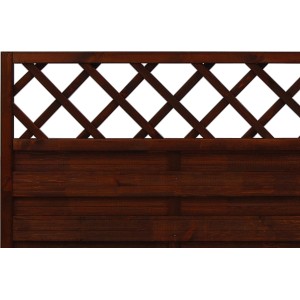 Braunes Sichtschutzzaun-Element Country, 120x180 cm, mit Lattenzaun-Abschluss.
