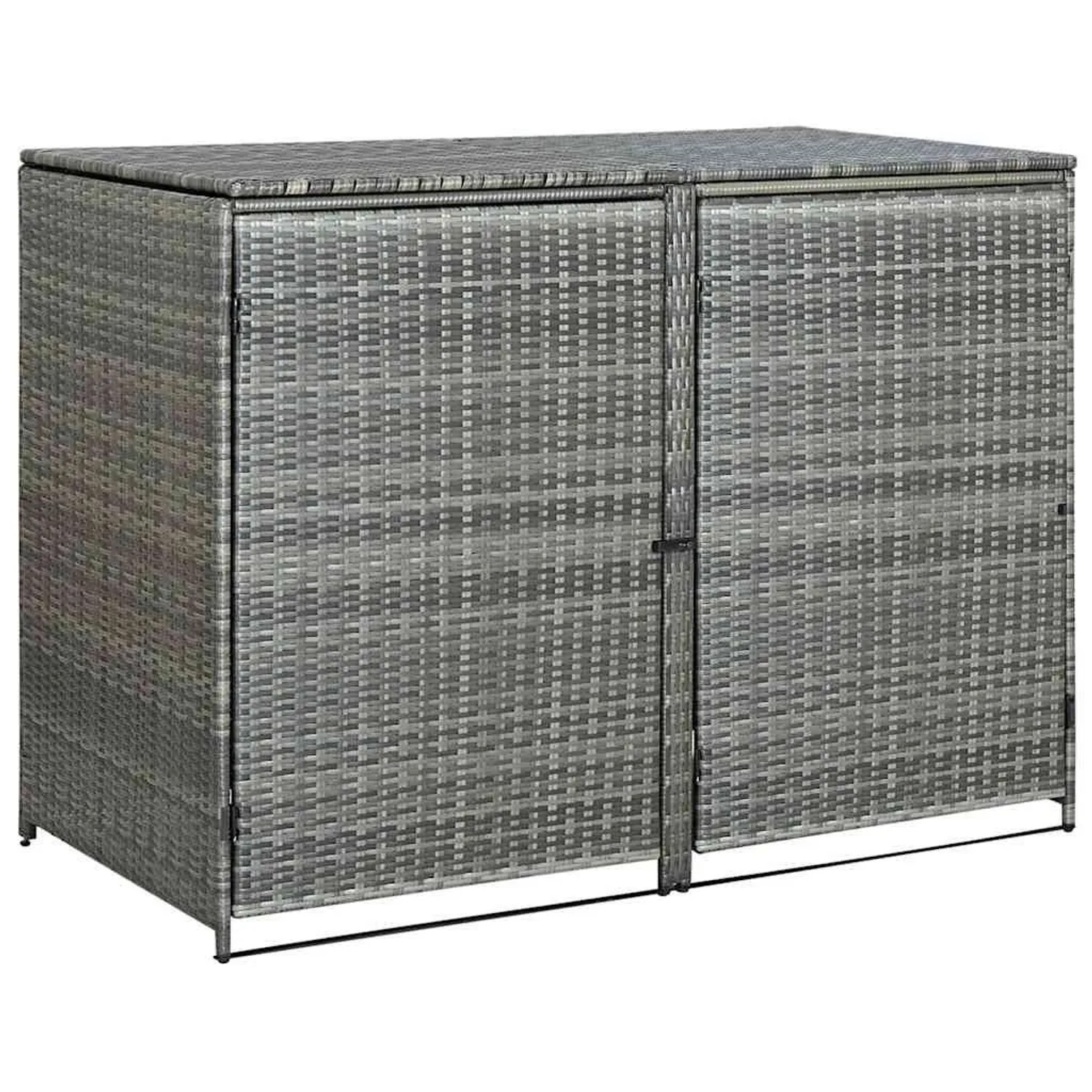 DELUKE 2er Mülltonnenbox TRIE Aus Rattan 111x148x80cm Anthrazit Mülltonnenverkleidung Für 2 Tonnen Müllbox Aus Rattan
