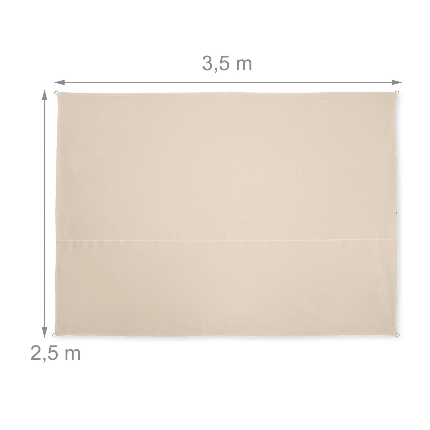 Beiges Relaxdays Sonnensegel aus Polyester, 2,5 x 3,5 m, für UV-Schutz auf Balkon und Terrasse.