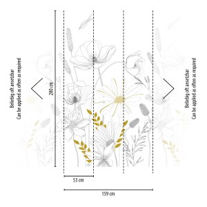 AS-Creation Fototapete Vlies mit Blumenmuster in Weiß und Grau, Detailansicht.