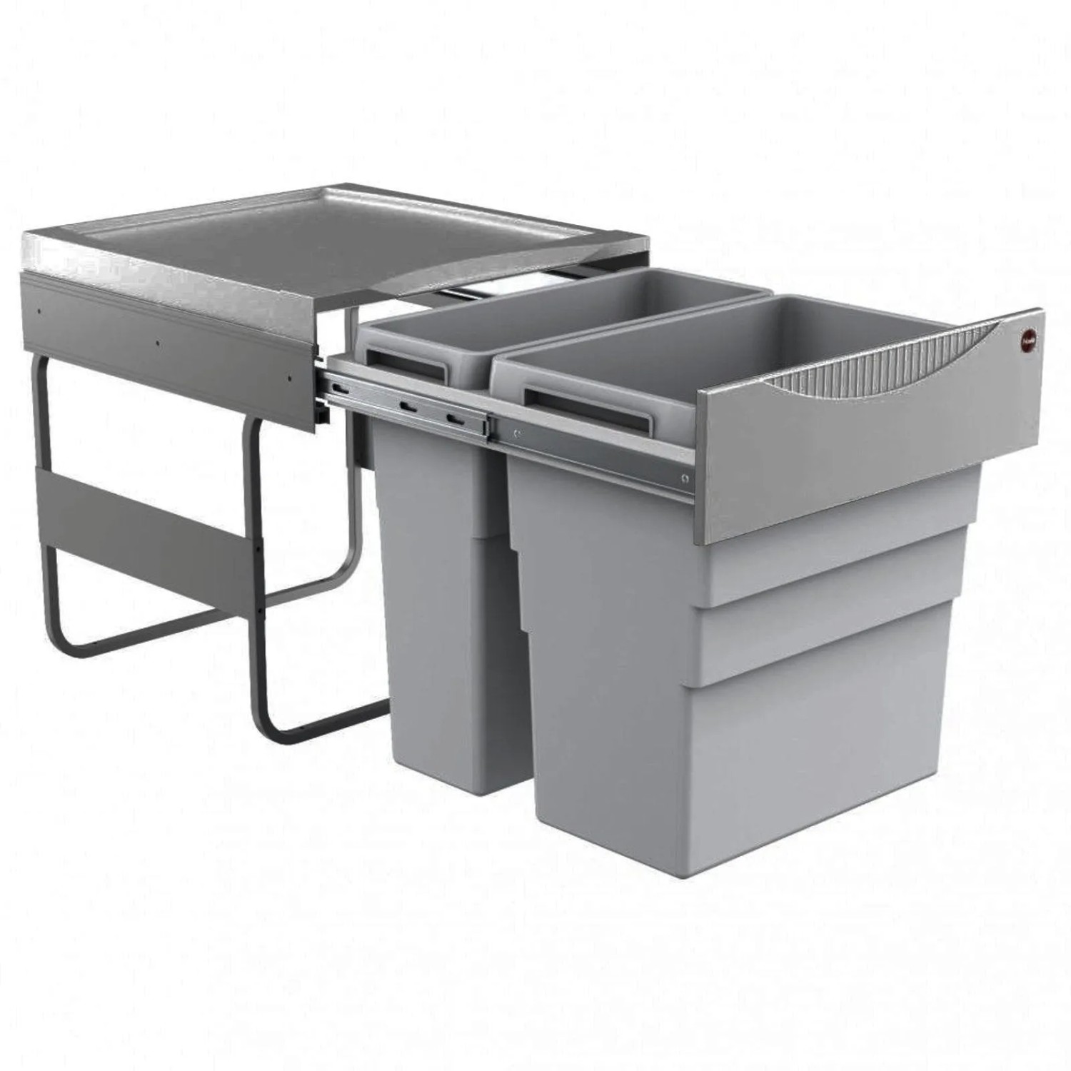 Hailo AS Easy Cargo 30 19 Einbau Mülltrennsystem 49 Liter 3668501 2-Fach Abfallsammler mit Vollauszug für 50 Bis 60 cm Unterschränke Mülleimer