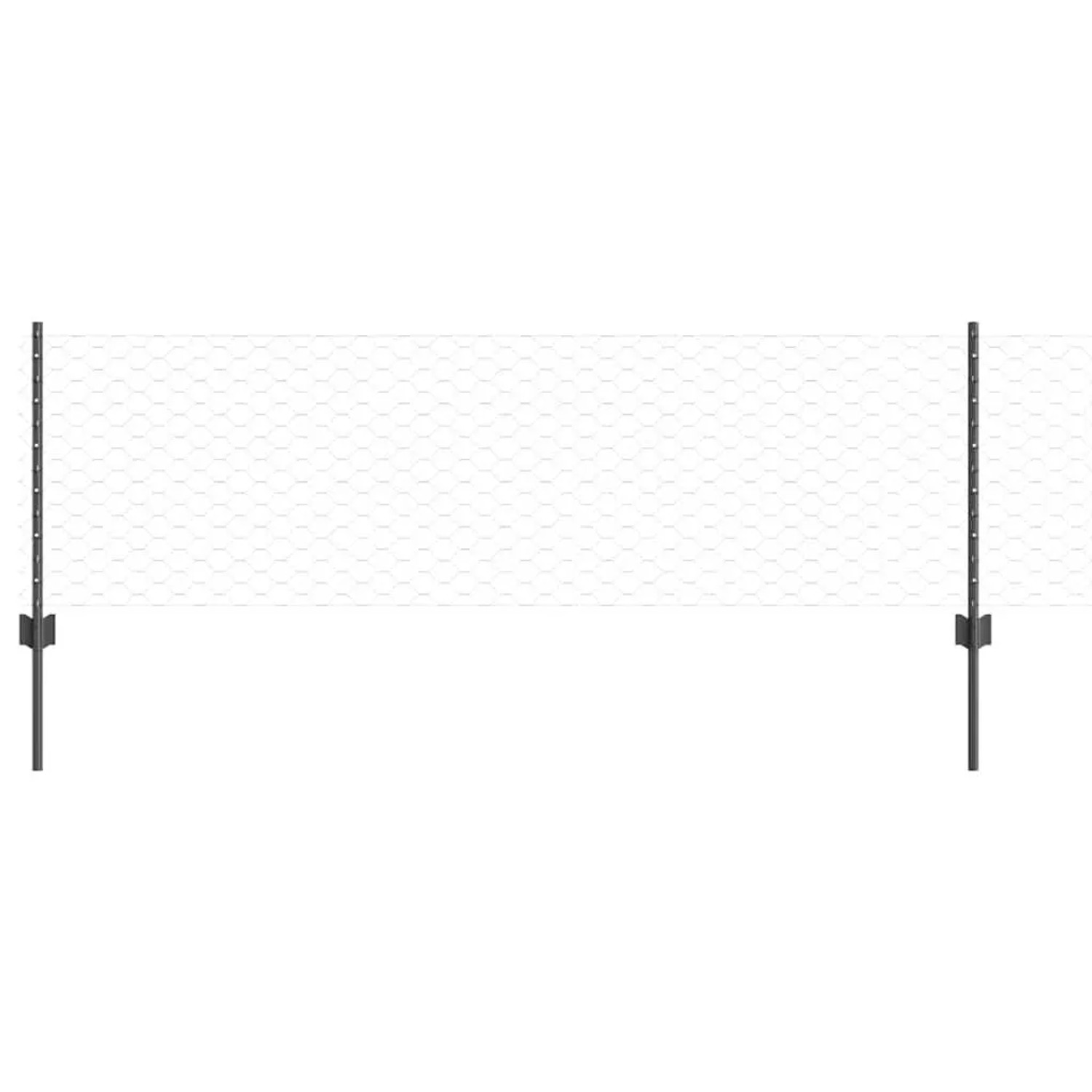 vidaXL Zaun mit Pfosten Grau 0,6 x 50 m Stahl und PVC 3336888
