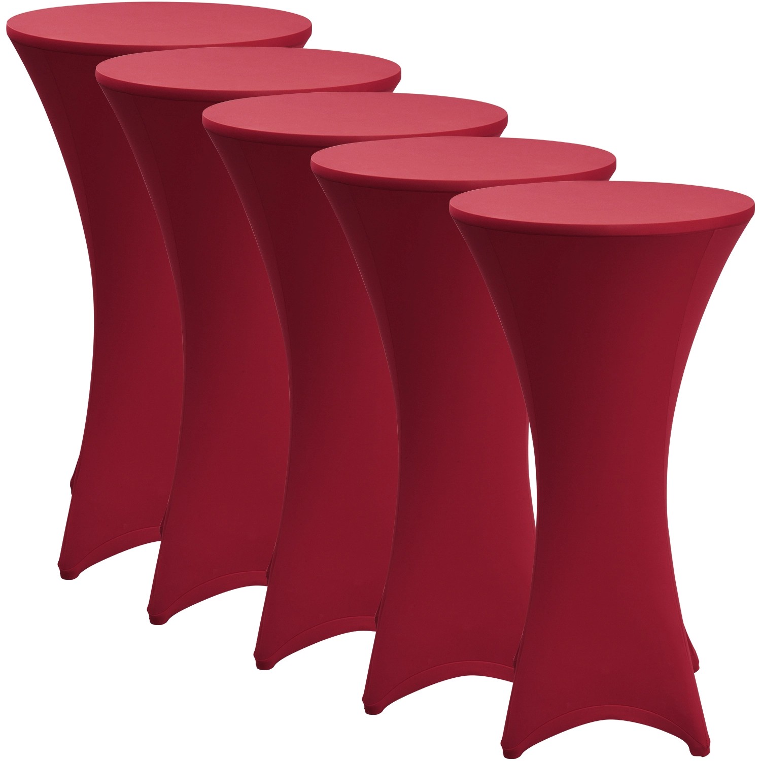 Beautissu Stella Stehtischhusse Ø 80cm Bordeaux 5tlg