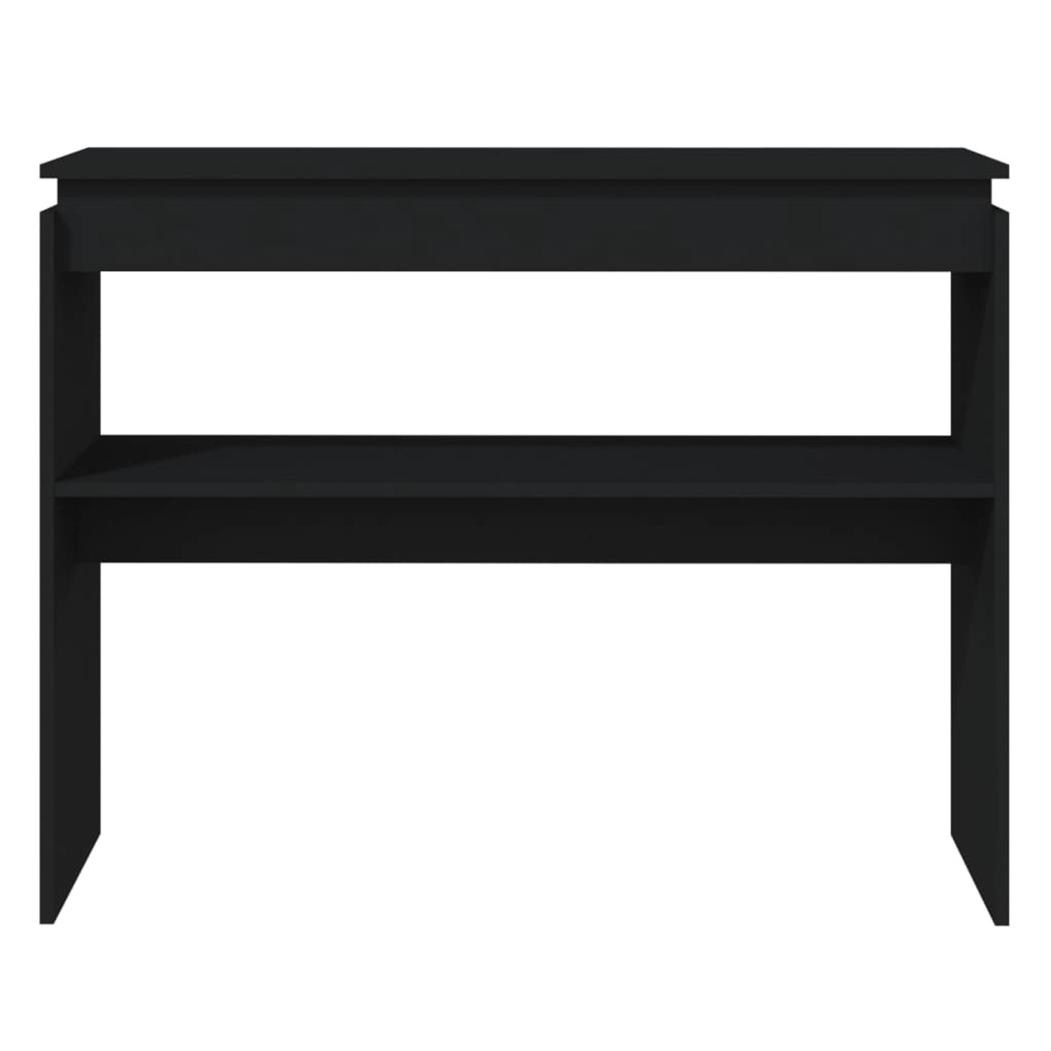 Schwarzer vidaXL Konsolentisch (102x30x80 cm) aus Holzwerkstoff mit Ablage.