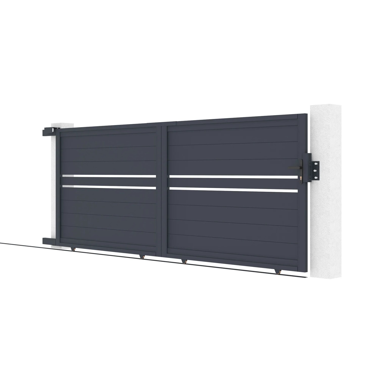 Casanoov Schiebetor Cimone, 3,5 m breit, aus Aluminium mit Motorisierung.