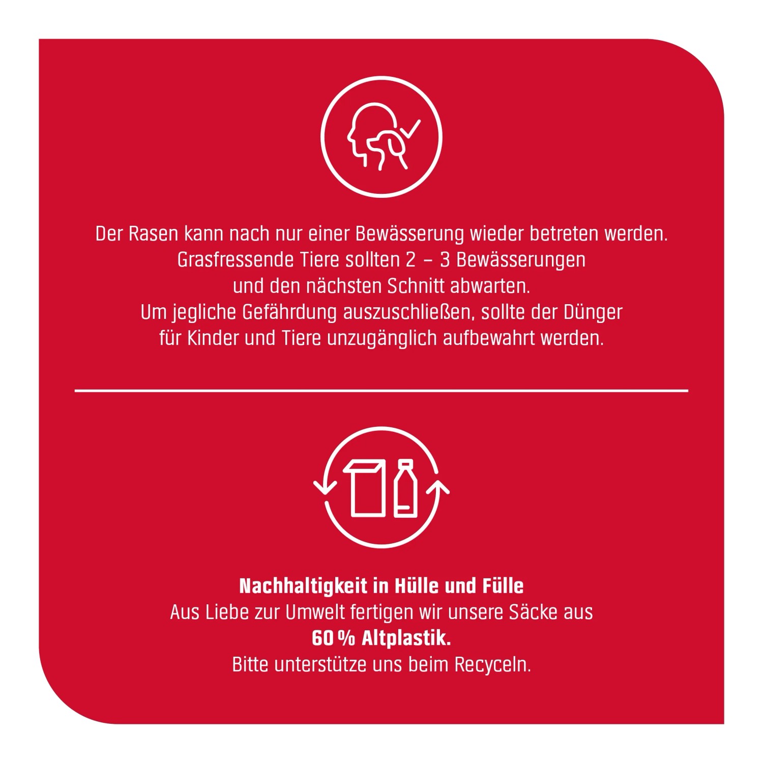 Hinweise zur Anwendung und Sicherheit des OBI Turbo Rasen-Düngers.