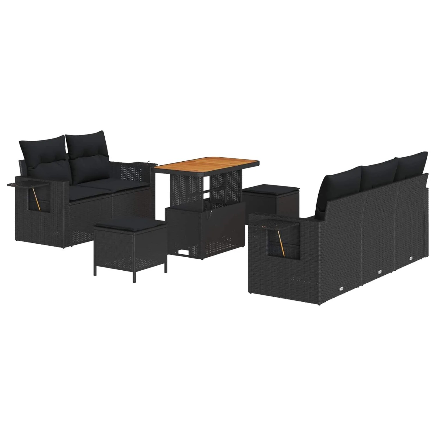 vidaXL Gartensofa-set mit Kissen 8-Tlg Schwarz Poly-Rattan 3363639