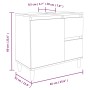 Schwarzer Badschrank (65x33x60 cm) aus Holzwerkstoff mit Schubladen und Tür.