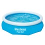 Blauer Bestway Fast Set Aufstellpool, rund, mit weißem Luftring und Wasser. Ideal für den Garten.