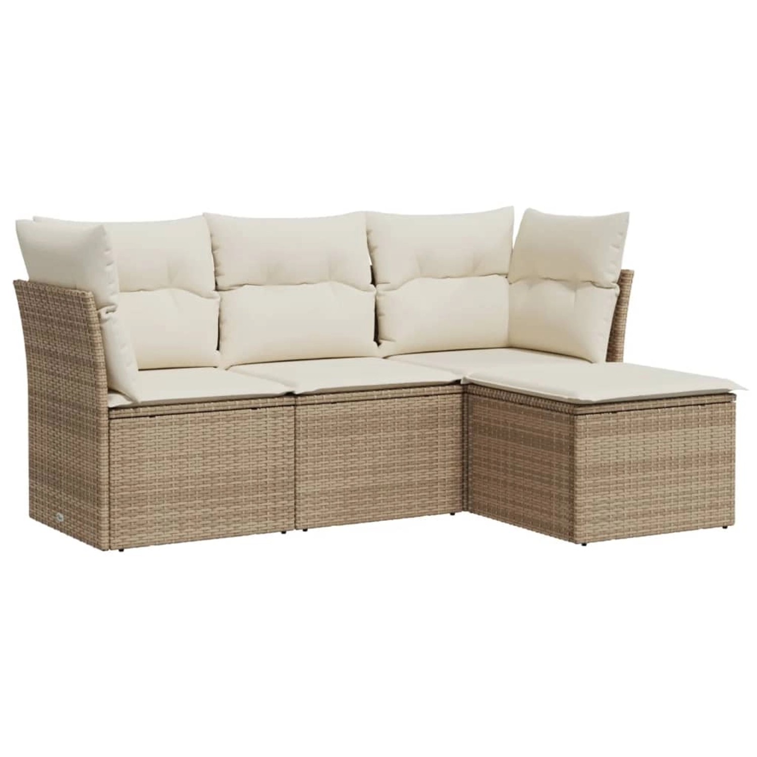 vidaXL 4-Tlg Garten-Sofagarnitur mit Kissen Beige Poly Rattan 3217538 günstig online kaufen
