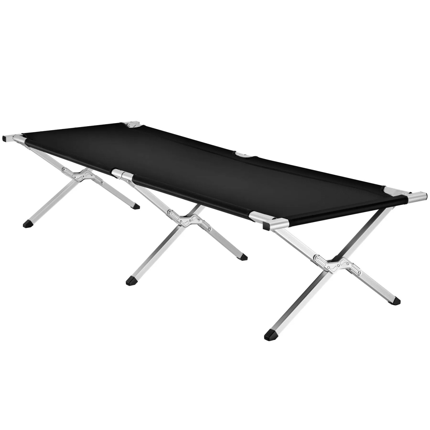 Tectake Feldbett Mit Aluminiumgestell  Klappbar Wetterfest  190 x 70 x 45 cm Schwarz