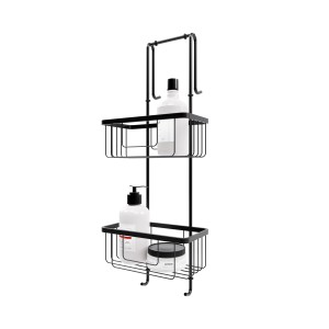 Schulte ExpressPlus Duschablage mit 2 Etagen zum Einhängen, inklusive Haken, aus verchromtem Edelstahl.