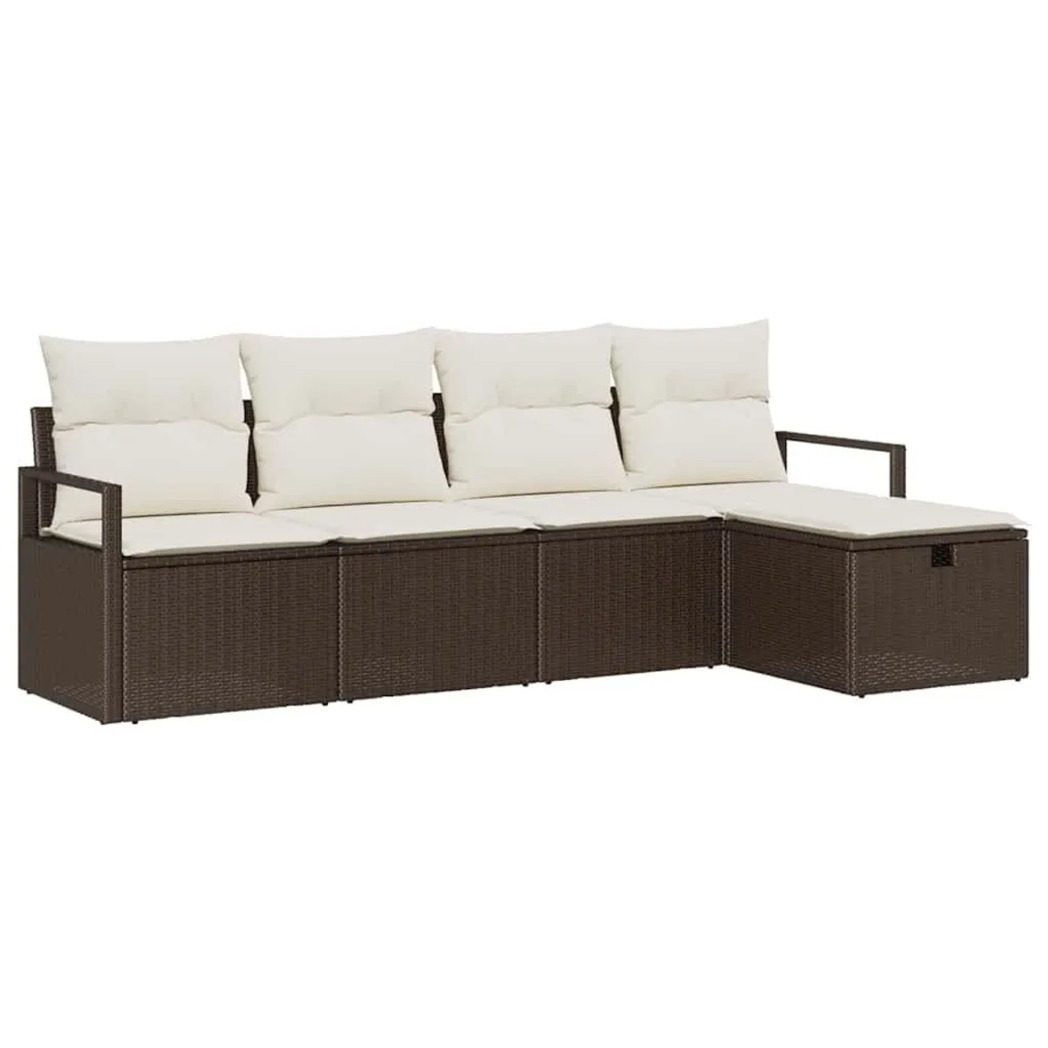 vidaXL Sofa Set mit Kissen mit Speicher Braun und Creme Poly-Rattan 3359157