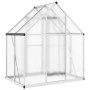 Silbernes vidaXL Gewächshaus mit Fundamentrahmen, 169x114x195 cm, aus Aluminium und Polycarbonat.