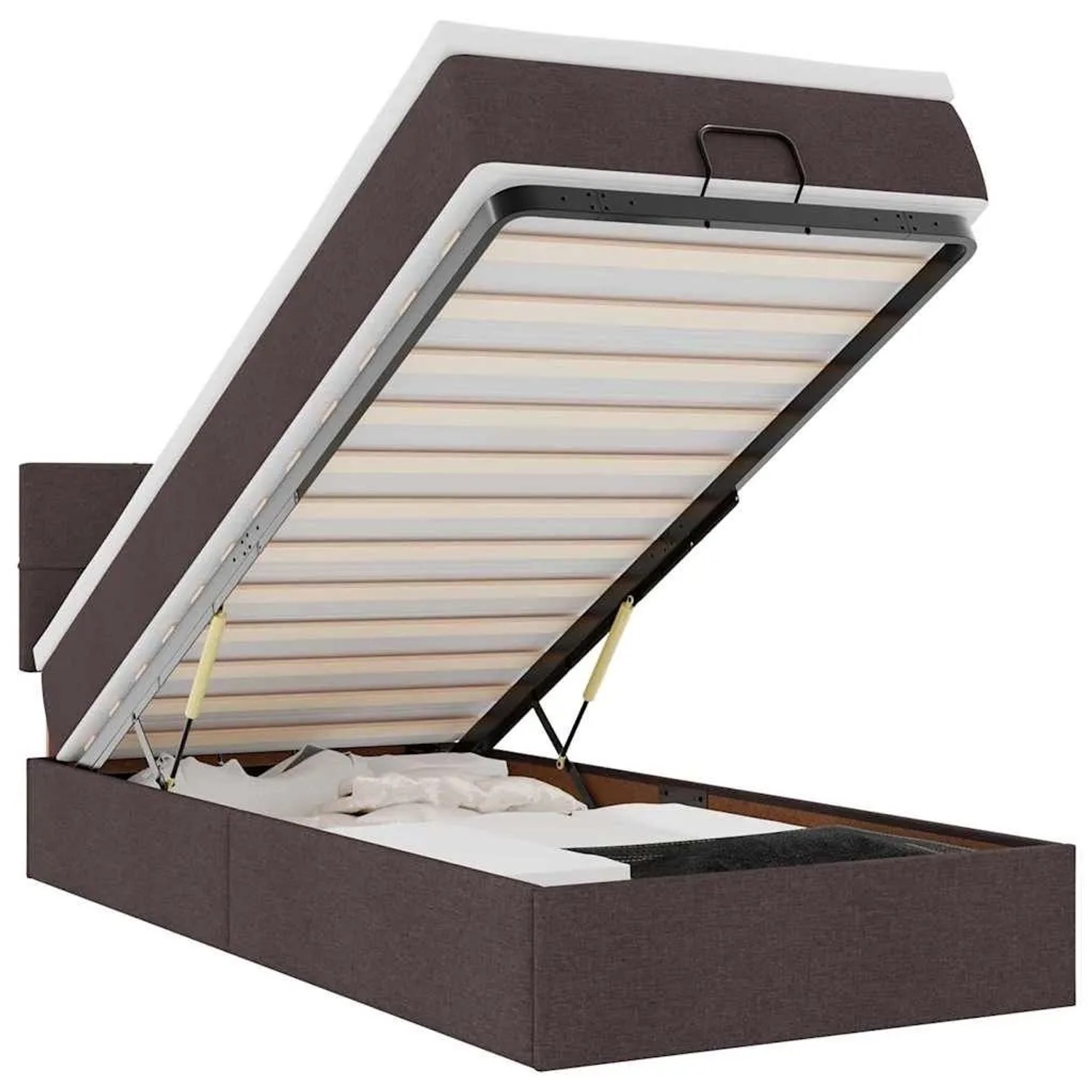 vidaXL Ottomane Bett mit Matratze und LEDs Dunkelbraun 90x200 cm Stoff 3312280