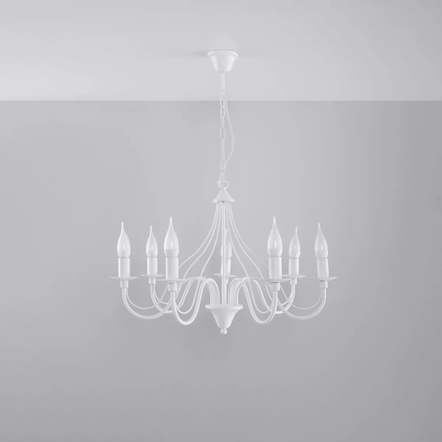 Weißer Sollux Lighting Kronleuchter Minerwa 7 mit Kerzenoptik, Lampen & Leuchten.