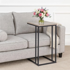 Relaxdays Beistelltisch C-Form MDF Eisen Schwarz Grau Zum Unterschieben 64 cm x 50 cm x 35 cm 3,6 kg