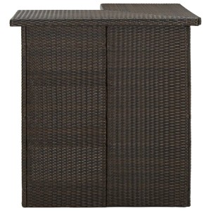 Brauner vidaXL Gartenbartisch aus Polyrattan, Teil eines 8-tlg. Gartenbar-Sets.