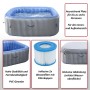 Aufblasbarer, eckiger MCW Whirlpool N97 für 6 Personen in Grau-Blau mit Zubehör.
