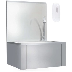 vidaXL Handwaschbecken mit Hahn und Seifenspender aus Edelstahl.