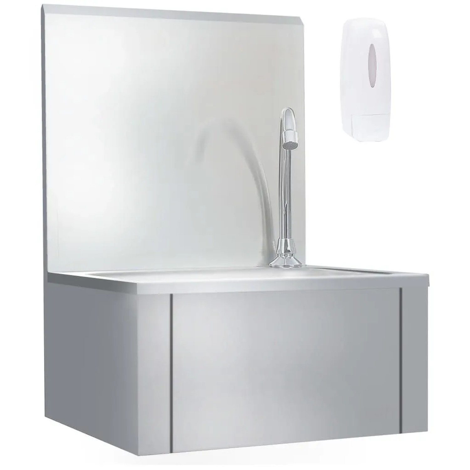 vidaXL Handwaschbecken mit Wasserhahn und Seifenspender Edelstahl 51114