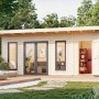 Palmako Holz-Gartenhaus mit Pultdach, unbehandelt, mit Fenster und Doppeltür. Ideal als Gartenhaus oder Geräteschuppen.