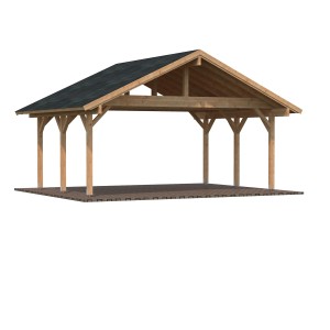 Palmako Doppelcarport Robert aus Holz, tauchgrundiert in Braun, 555x372 cm.