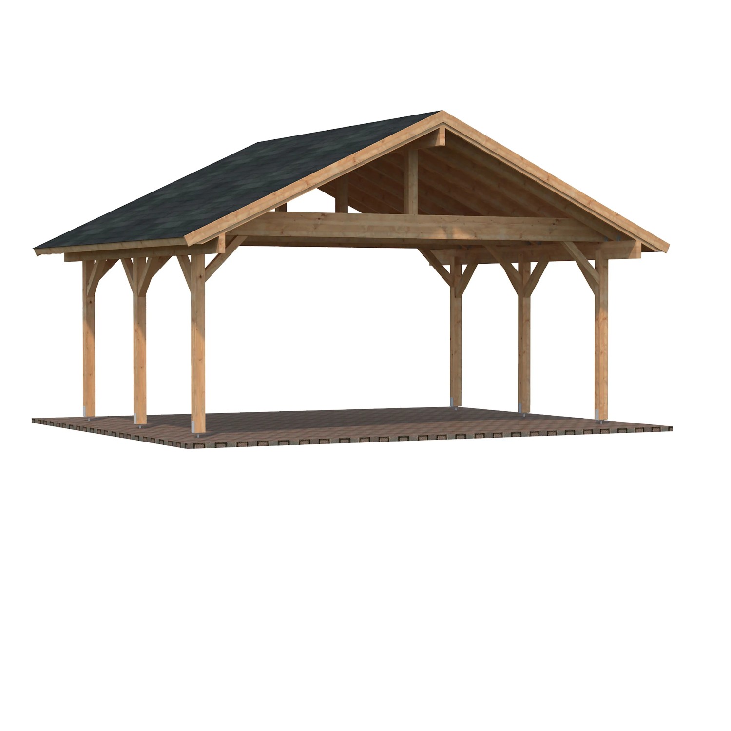 Palmako Doppelcarport Robert aus Holz, tauchgrundiert in Braun, 555x372 cm.