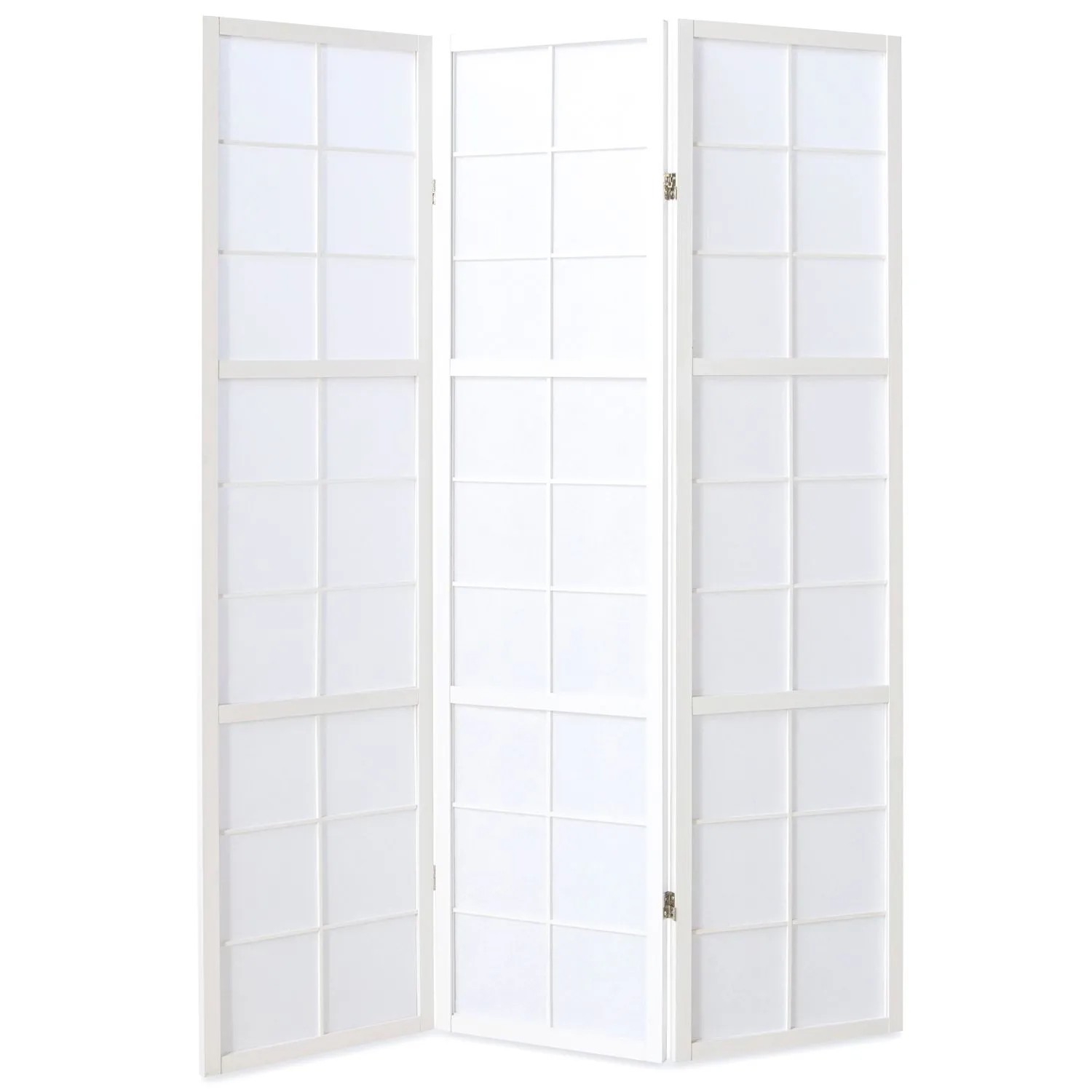 Homestyle4u 3-tlg. Paravent Shoji in Weiß 132x175 cm 437