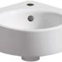 Geberit Renova Compact Eck-Handwaschbecken, 45 cm, weiß, mit Hahnloch und Überlauf.