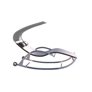 Leco Schaukelliege Edda mit Sonnendach, anthrazit-grau-lichtgrau. Sonnenliege mit Stahlrohrgestell und Kopfkissen.