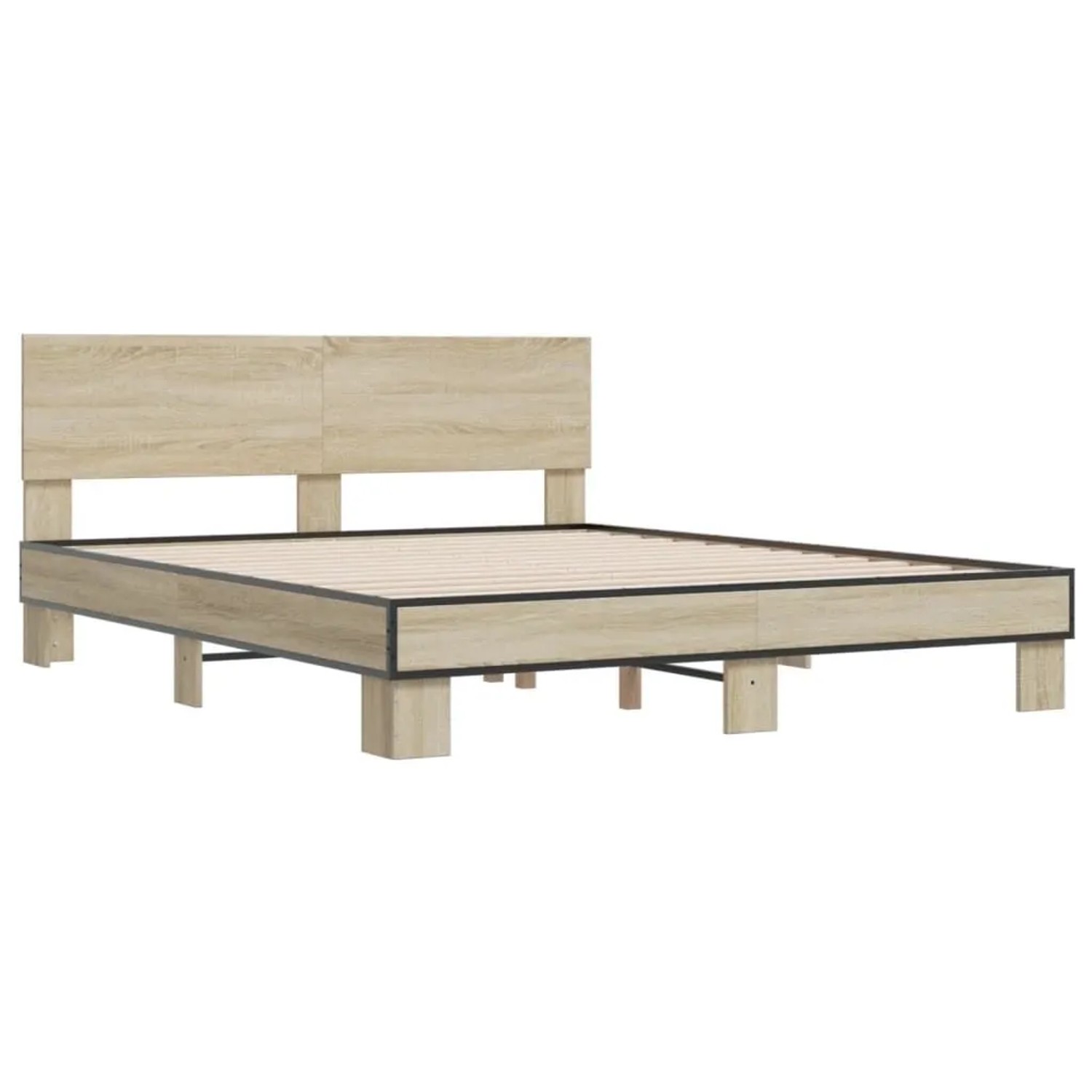 vidaXL Bettgestell Sonoma-Eiche 150x200 cm Holzwerkstoff und Metall 3280188 günstig online kaufen